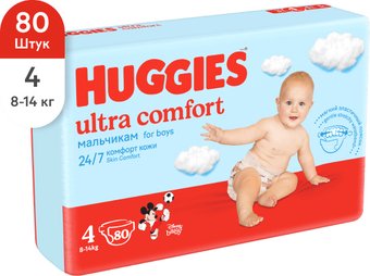Подгузники Huggies Ultra Comfort 4 для мальчиков (80 шт)
