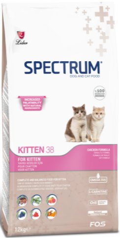 

Сухой корм для кошек Spectrum Kitten 38 с курицей 12 кг