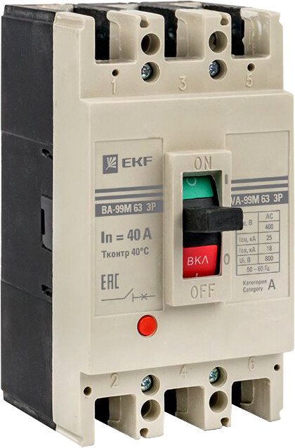 

Выключатель автоматический EKF PROxima ВА-99М 6340А 3P 25кА mccb99-63-40m