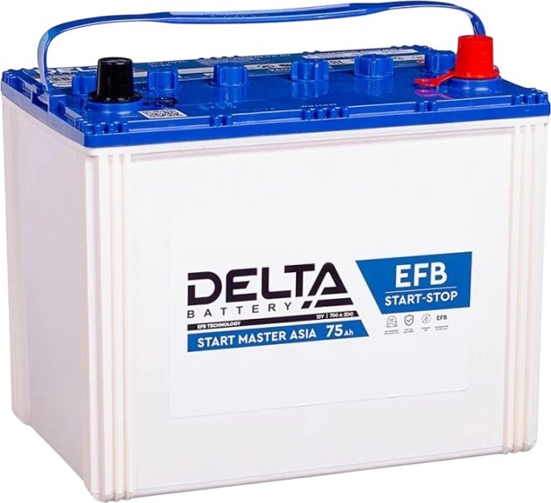 

Автомобильный аккумулятор Delta EFB Asia R+ (75 А·ч)
