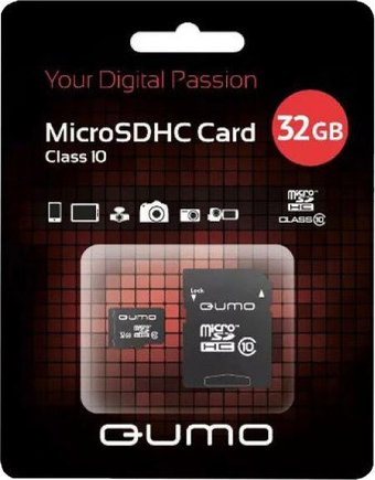 Карта памяти QUMO microSDHC QM32GMICSDHC10U3 32GB (с адаптером)