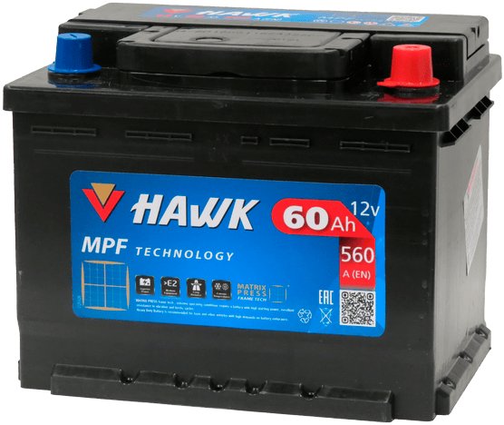 

Автомобильный аккумулятор Hawk 60 R+ (60 А·ч)