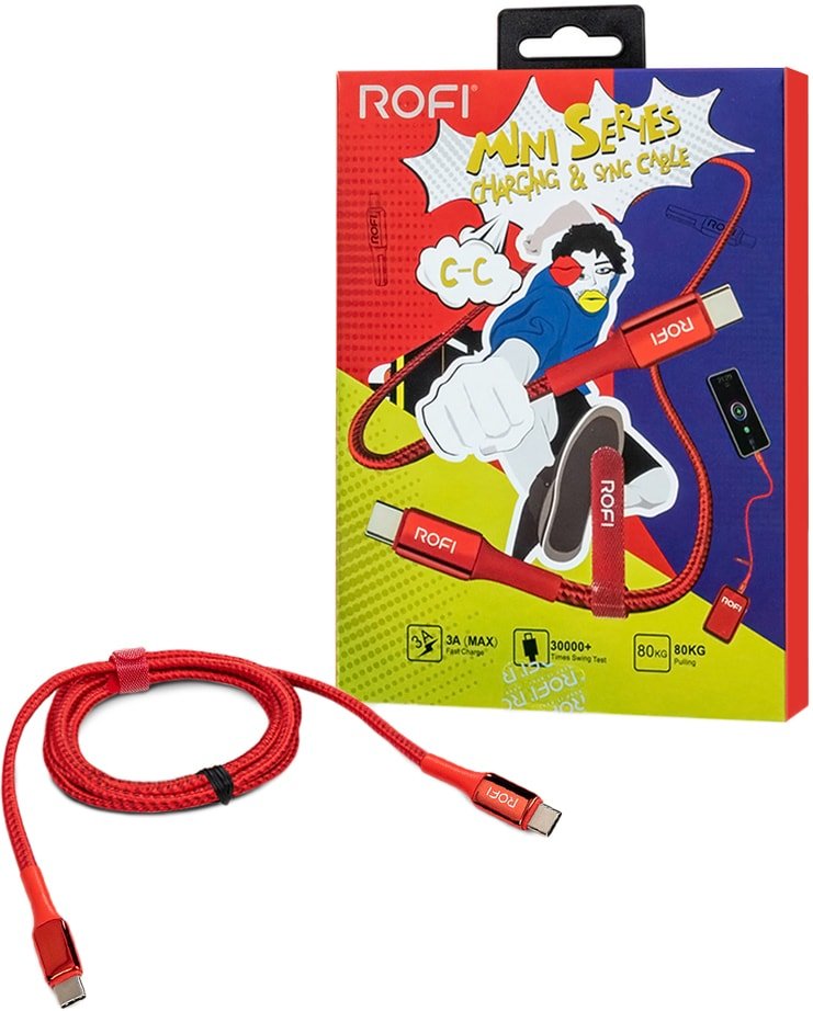 

Кабель Rofi Mini USB-C - USB-C (красный)