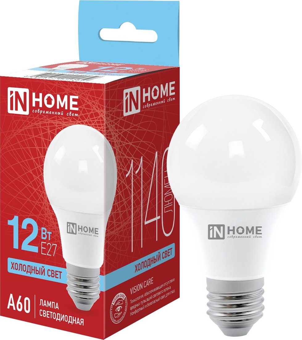 

Светодиодная лампочка In Home LED-A60-VC 12 Вт 230В Е27 6500К 1140 Лм