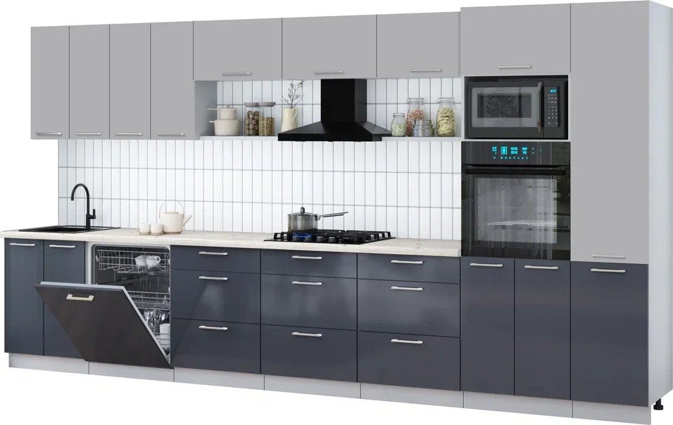 

Готовая кухня Интерлиния Мила Gloss 4.0-ПМ1 (асфальт глянец/грей/бискайская сосна)