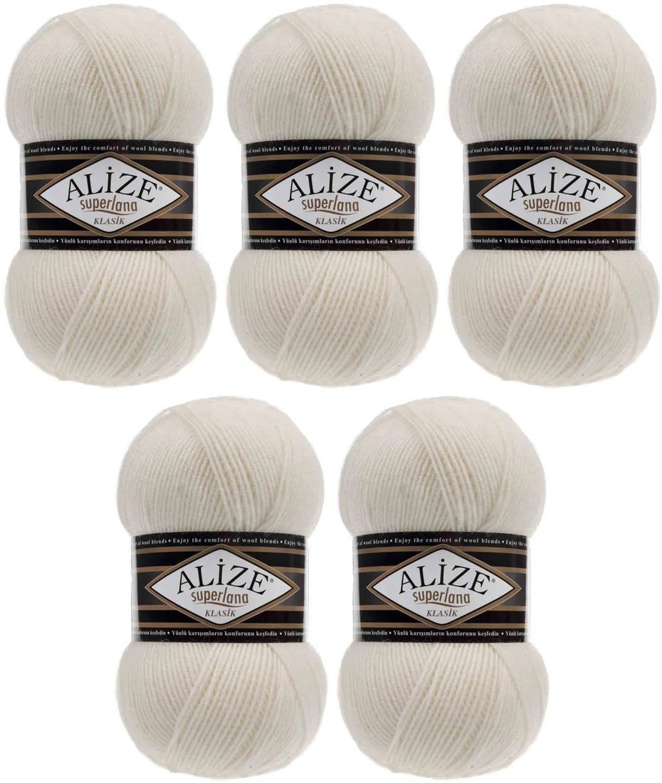 

Пряжа для вязания Alize Superlana 62 (280 м, молочный, 5 мотков)