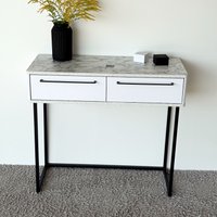 Туалетный столик без зеркала Shtabe Royal 5211 эко (мрамор каррара/черный/р.черная)