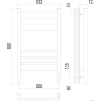 Полотенцесушитель TERMINUS Аврора П8 500x800 КС 9003 электро (белый)