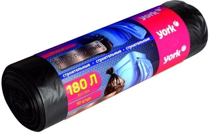 

Пакеты для строительного мусора York 180 л (10 шт) 9281030056