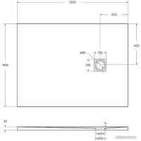Душевой поддон BelBagno TRAY-MR-UNO-AH-120/90-35-NERO-CR 120x90