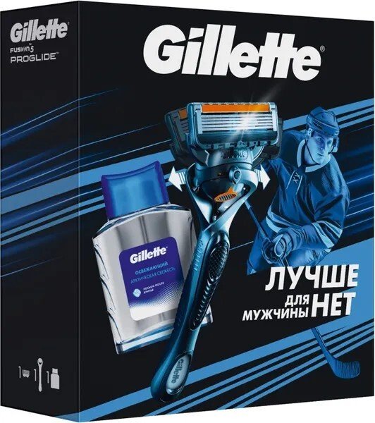 

Подарочный набор Gillette Fusion Proglide FlexBall Станок + 1 кассета + Лосьон п/бритья Освеж (50 мл)
