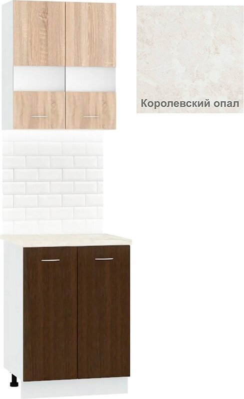 

Готовая кухня Кортекс-мебель Корнелия Экстра 60р2д (дуб сонома/венге/королевский опал)