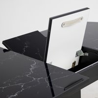 Кухонный стол Аврора Корсика фотопечать 120-151.5x80 (мрамор черный 9/черный матовый)