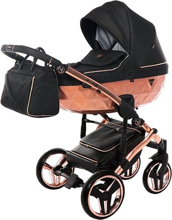 Универсальная коляска Junama Glow V2 (2 в 1, черный/матовая медь)