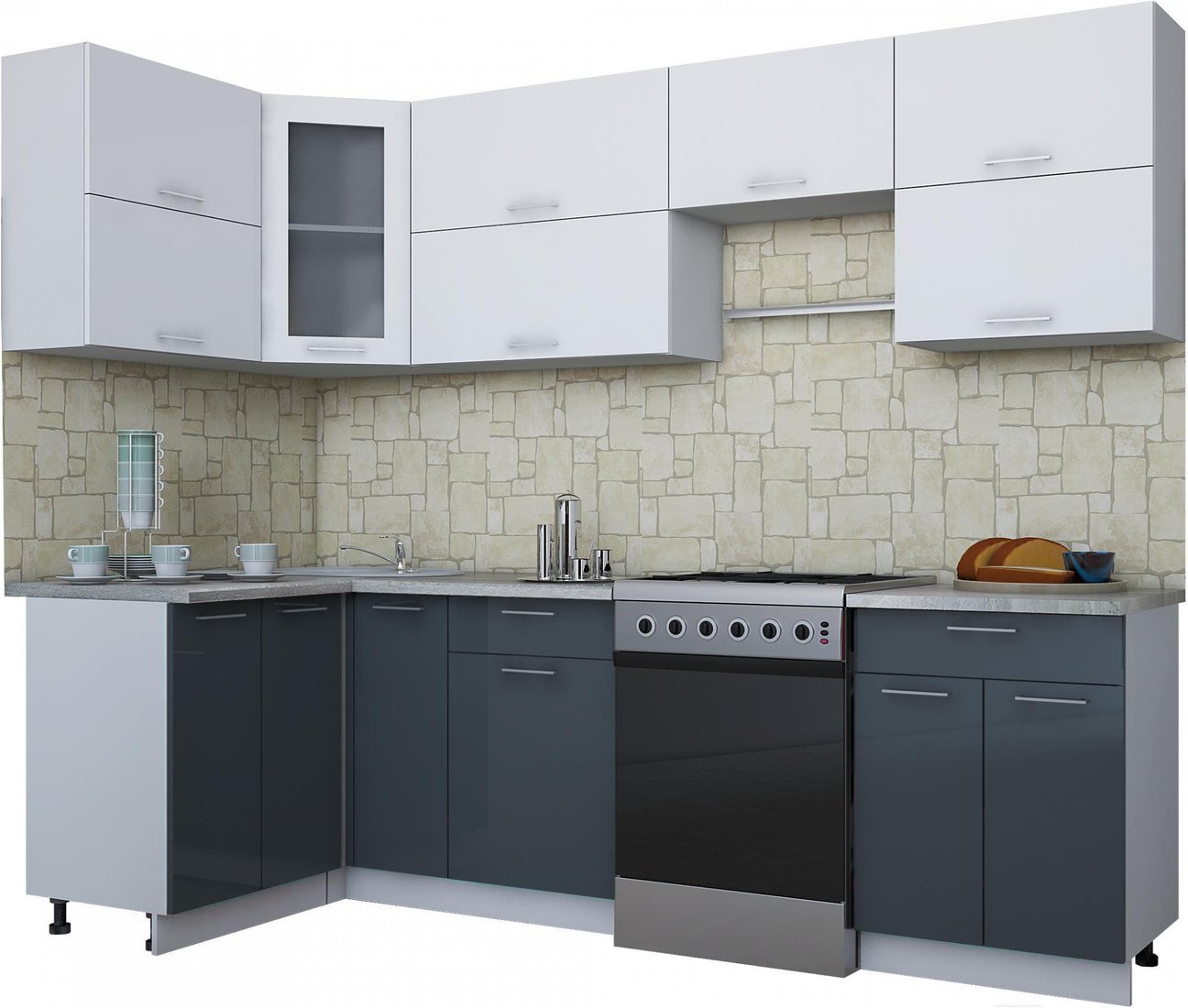

Готовая кухня Интерлиния Мила Gloss 60-12x26 (белый/асфальт глянец)