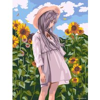 Картина по номерам ФРЕЯ Аниме-девочка в подсолнухах PNB/PM-110