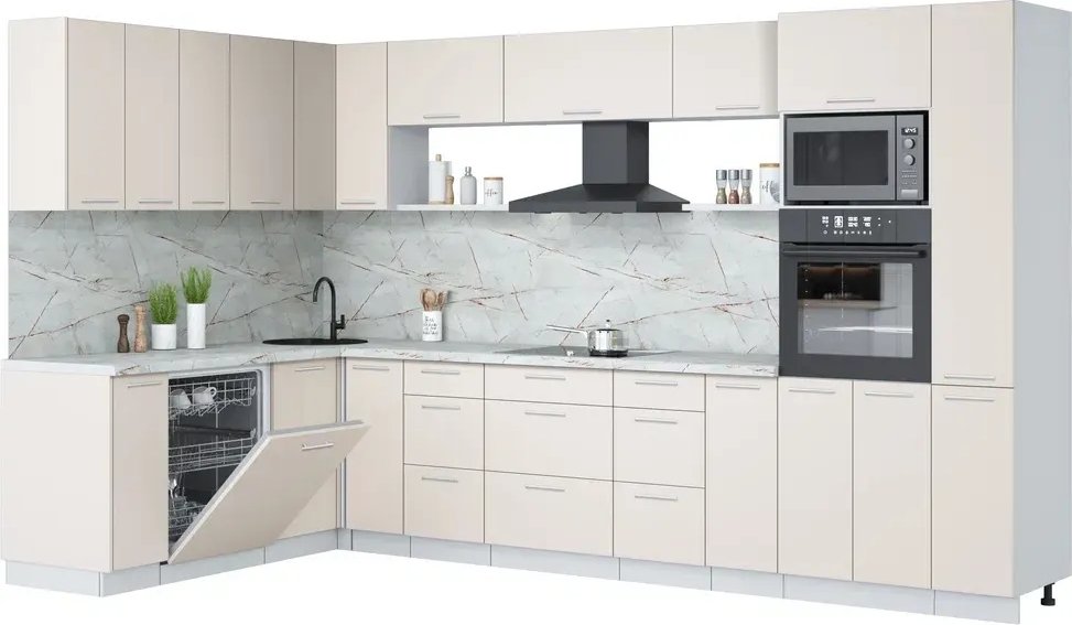 

Готовая кухня Интерлиния Мила Лайт 1.896х3.48 ( персидский жемчуг/персидский жемчуг/серый каспий)