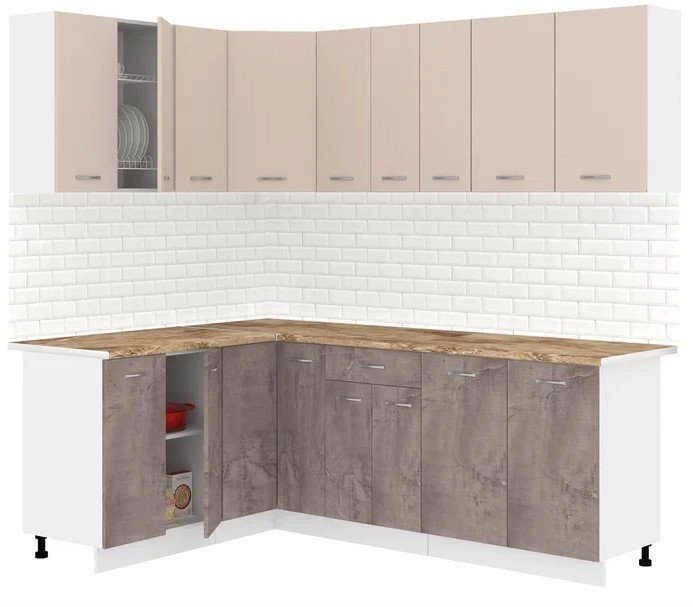 

Готовая кухня Кортекс-мебель Корнелия Лира 1.5x2.2 (капучино/оникс/мадрид)