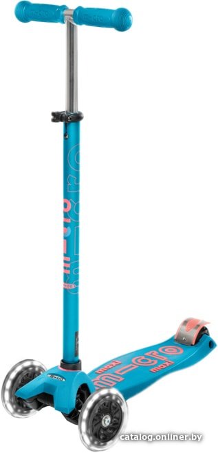 Трехколесный самокат Micro Maxi Deluxe LED (аква)
