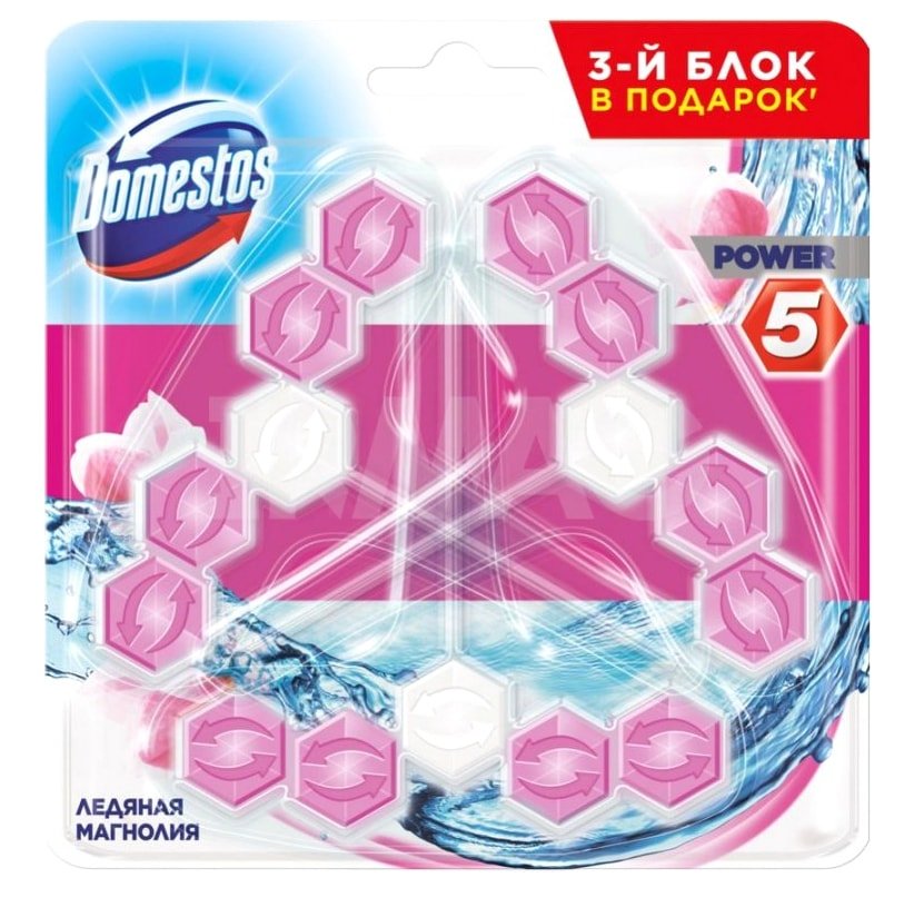 

Средство для унитаза Domestos Power 5 Ледяная магнолия 3х55 г