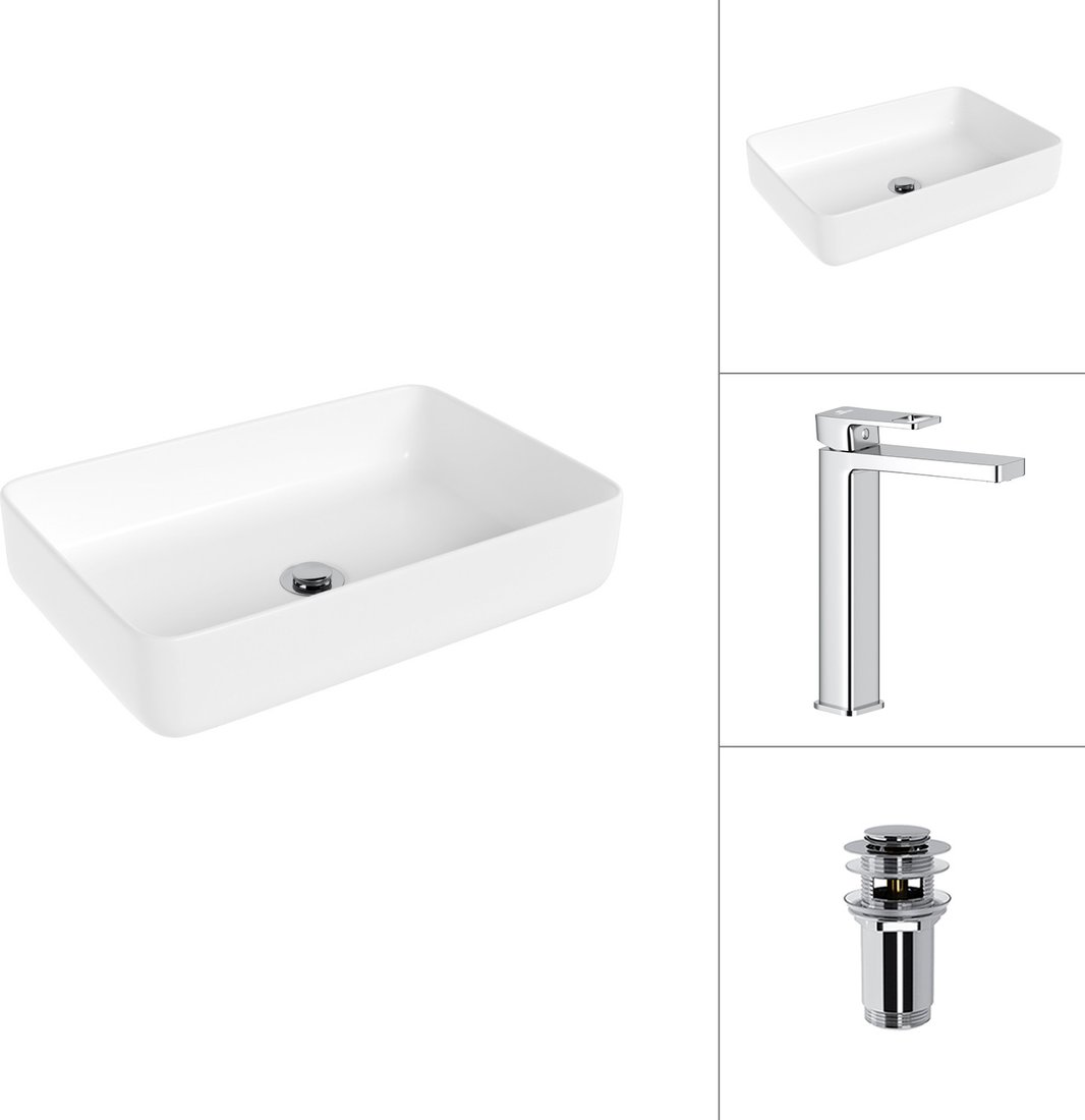 

Умывальник Lauter 21487-50 + Cascade 21СК0655C с донным клапаном 21190CH (хром)