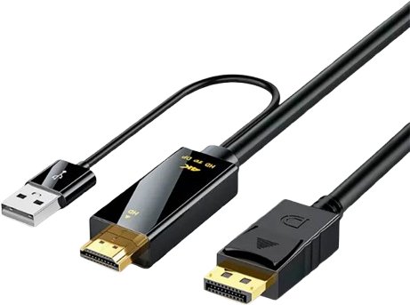 Кабель USBTOP HDMI - DisplayPort - USB UltraHD 4K (1.8 м, черный)