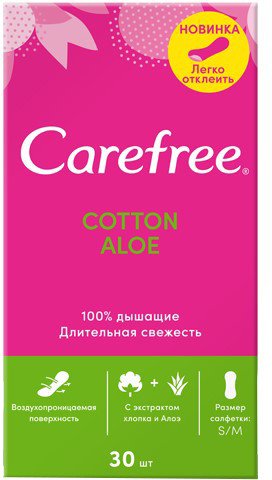 

Прокладки ежедневные Carefree Cotton Aloe (30 шт)