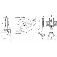 Мебельная петля GTV полунакладная для алюминиевого профиля Z-1 с доводчиком с клипом
