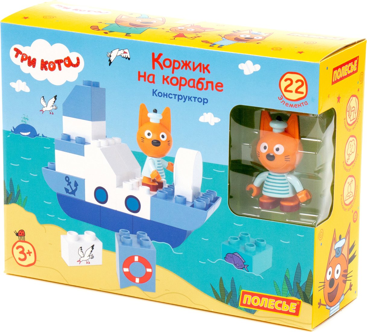 

Конструктор Полесье Макси Три кота. Коржик на корабле 77230 (22эл)