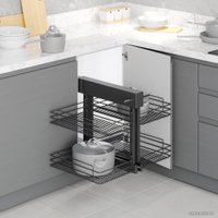 Корзина выкатная Starax Волшебный уголок выдвижной S-3067-А (левое выдвижение, антрацит)