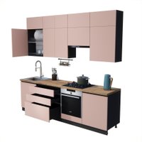 Готовая кухня ВерсоМебель Эко Премиум 2.6 (пудровый/ст. дуб вотан) в Солигорске