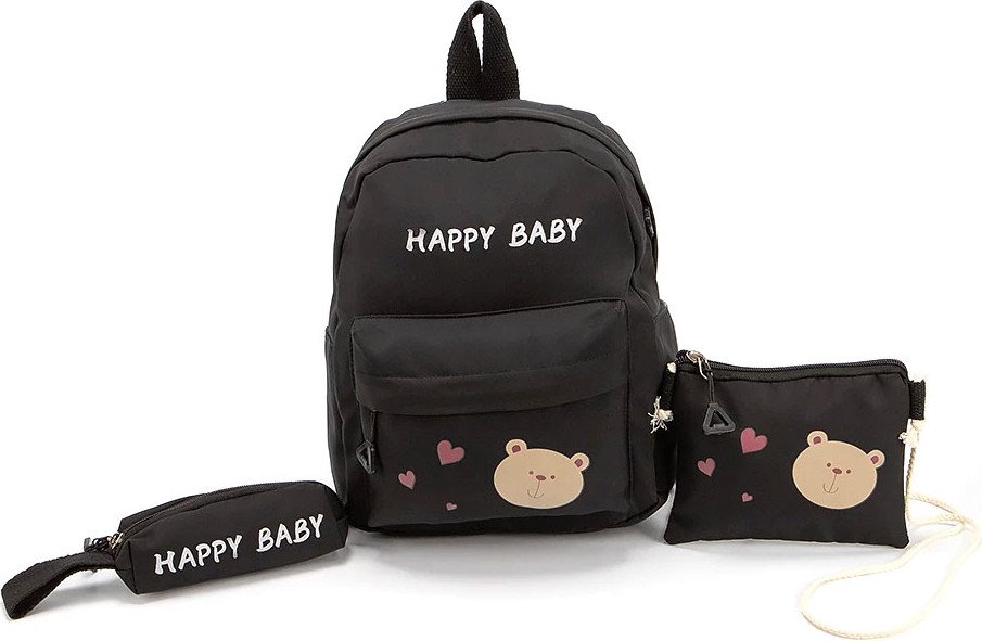 

Детский рюкзак Ecotope С пеналом и сумочкой 287-2005-BLK (черный)