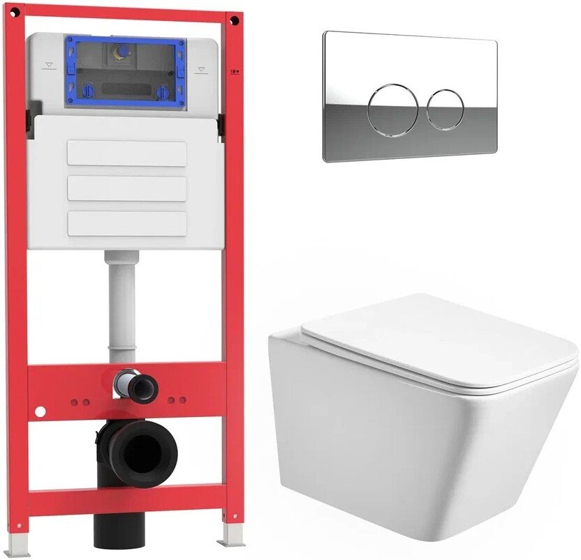 

Унитаз подвесной Oliveeka OL-MQ-003 + OL-5014 + OL-R22-CR (хром)