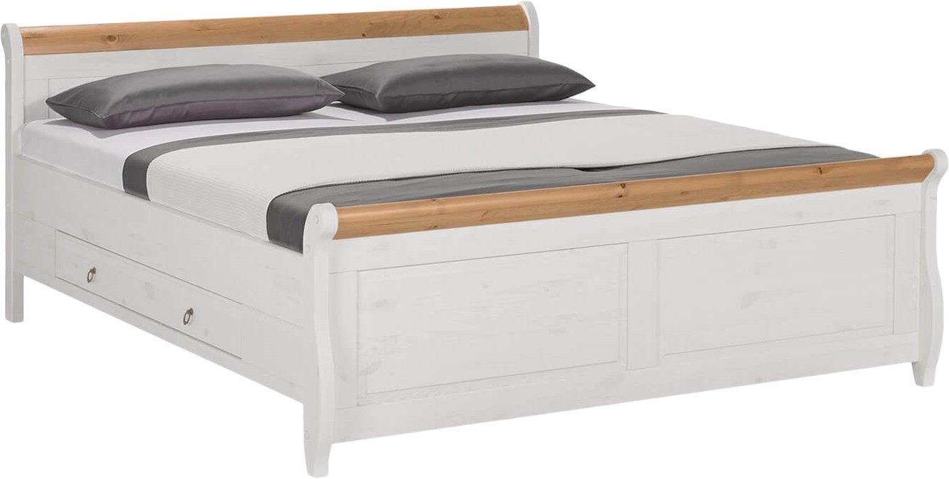 

Кровать ММЦ Мальта 200x140 с 2-мя ящиками (белый воск/антик)