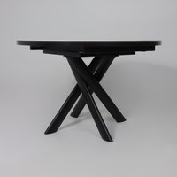 Кухонный стол Мамадома Ronaldo-120 раздвижной 120-160 (patagonoa bianco gloss premium cer/черный)