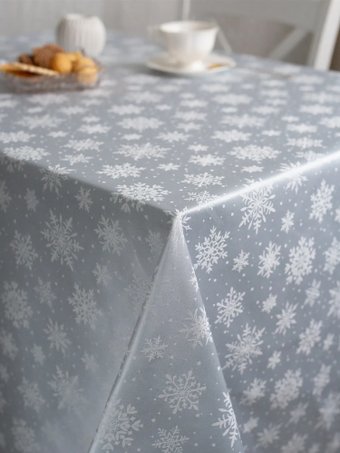 Скатерть Моготекс Серебряные снежинки 02ШС1-14-КВ рис.2652/250302 (180x150)