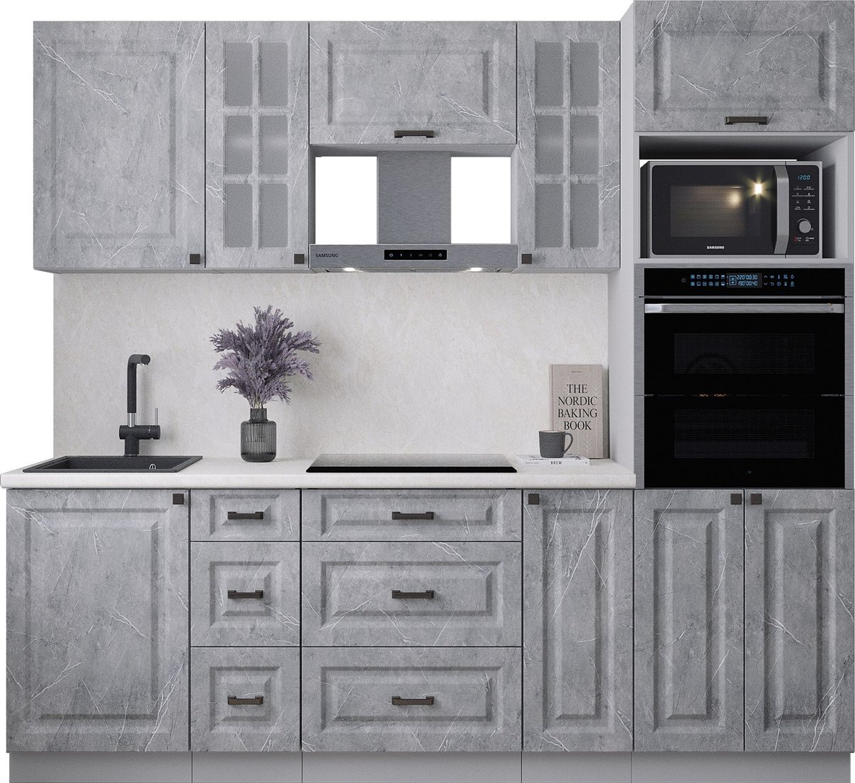 

Готовая кухня Интерлиния Мила Деко 2.3 (керамика/керамика/опал светлый)