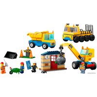 Конструктор LEGO City 60391 Строительные машины и кран с шаром для сноса