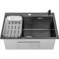 Кухонная мойка Saniteco 6045 Nano (с сифоном, дозатором и коландером)