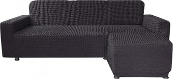Чехол для дивана Mio Tesoro С оттоманкой ПО-3 Люкс 6857 (антрацит, правый)