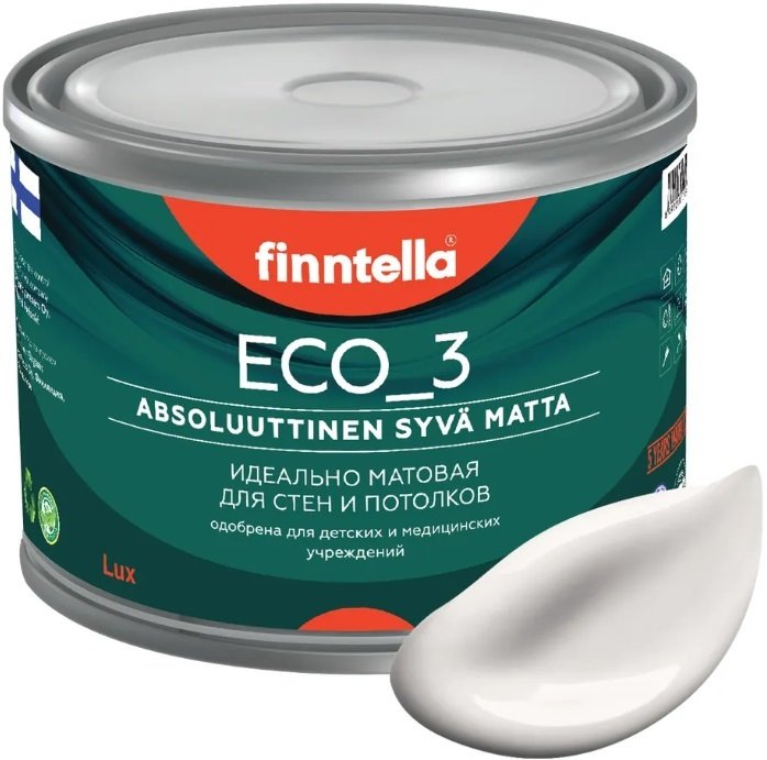 

Краска Finntella Eco 3 Wash and Clean Maito F-08-1-9-LG285 9 л (молочно-белый)