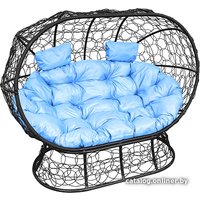 Садовый диван M-Group Лежебока 11190403 (на подставке с черным ротангом/голубая подушка)