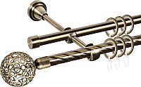 

Карниз для штор АС ФОРОС Grace D16K/16Г + наконечники Метеор (1.6м, антик)