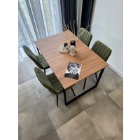 Кухонный стол Notta Лиман 120/160x80 619210 (дуб крафт золотой/черный матовый)