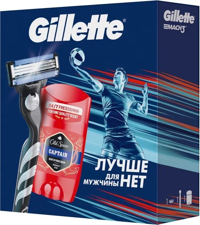 

Подарочный набор Gillette Mach3 Станок +1 кассета + Дезодорант (50 мл)