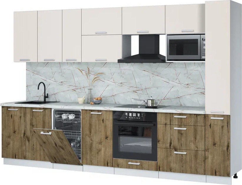 

Готовая кухня Интерлиния Мила Лайт 3.2-ПМ4 (персидский жемчуг/дуб веллингтон/серый каспий)