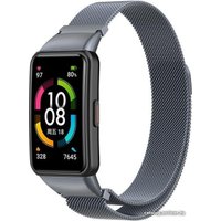Браслет Rumi Milanese loop металлический для Huawei Band 6 / Honor Band 6 (серый)