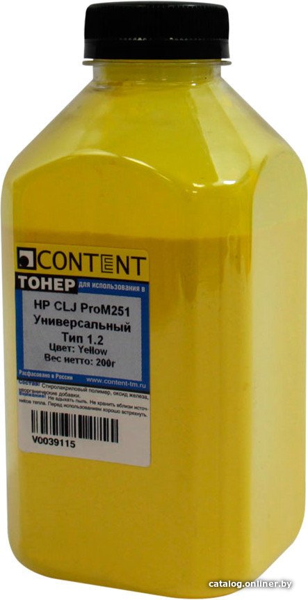 Тонер Content Универсальный для HP CLJ ProM251 Тип 1.2 (желтый) 200 г