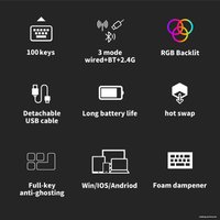 Клавиатура Royal Kludge RK100 RGB (белый, RK Red)