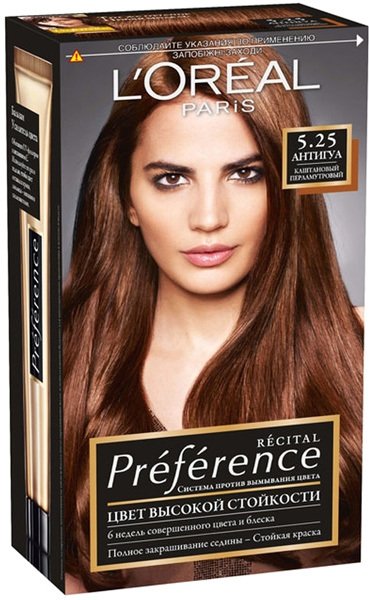 

Крем-краска для волос L'Oreal Recital Preference 5.25 Антигуа Каштановый перламутровый